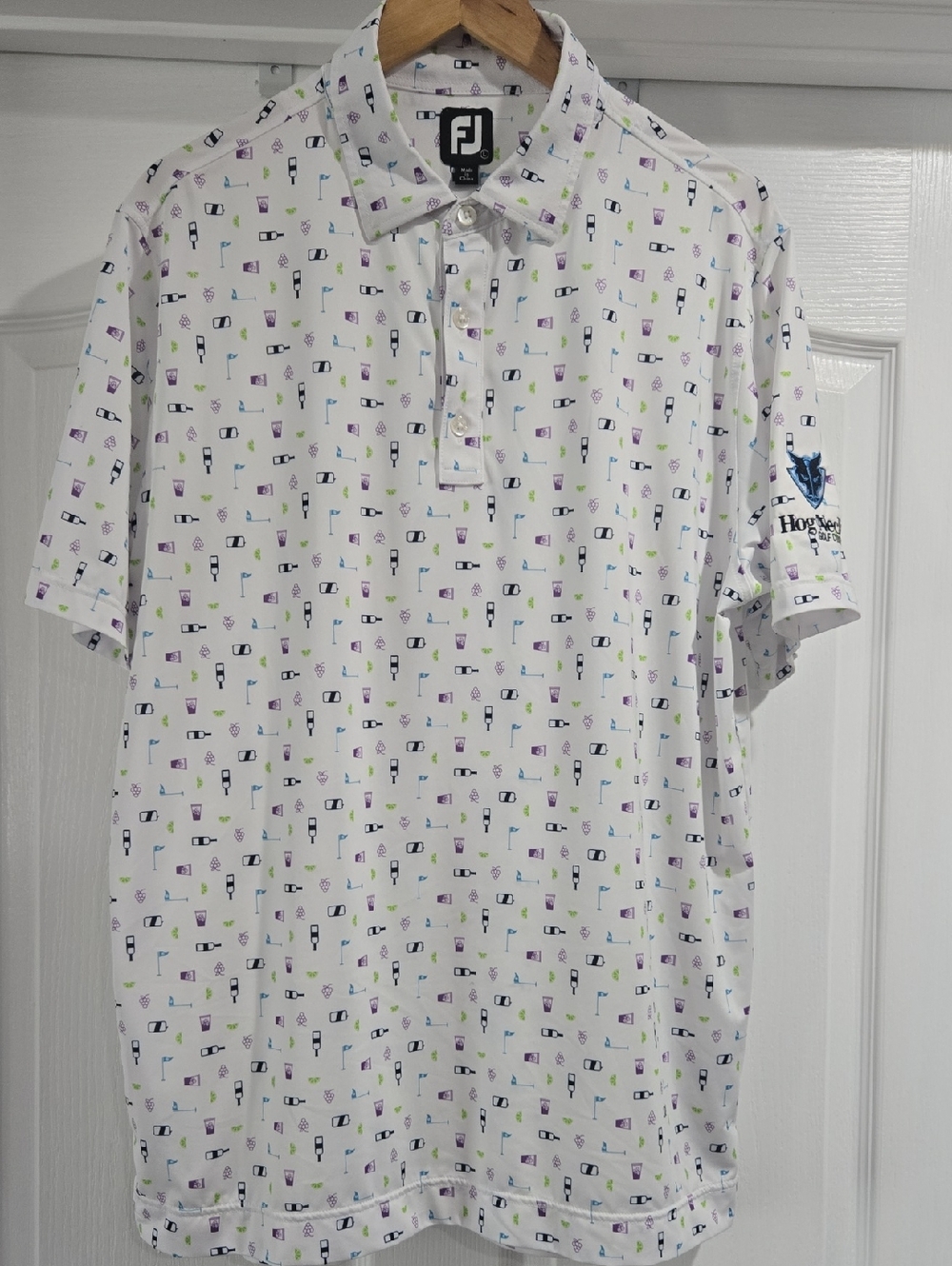 FootJoy Transfusion White Golf Short Sleeve Polo Shirt Men's Size Large